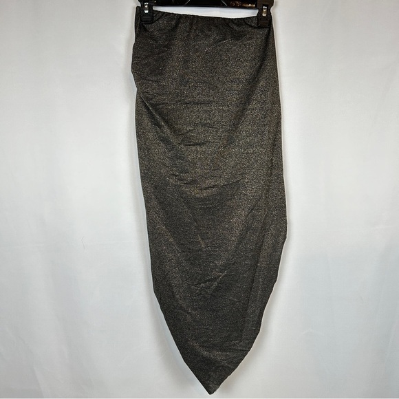 H&M Divided Gold Glitter Black Asymmetric Ruched Elastic Pull On Skirt Size 4 - Picture 3 of 8